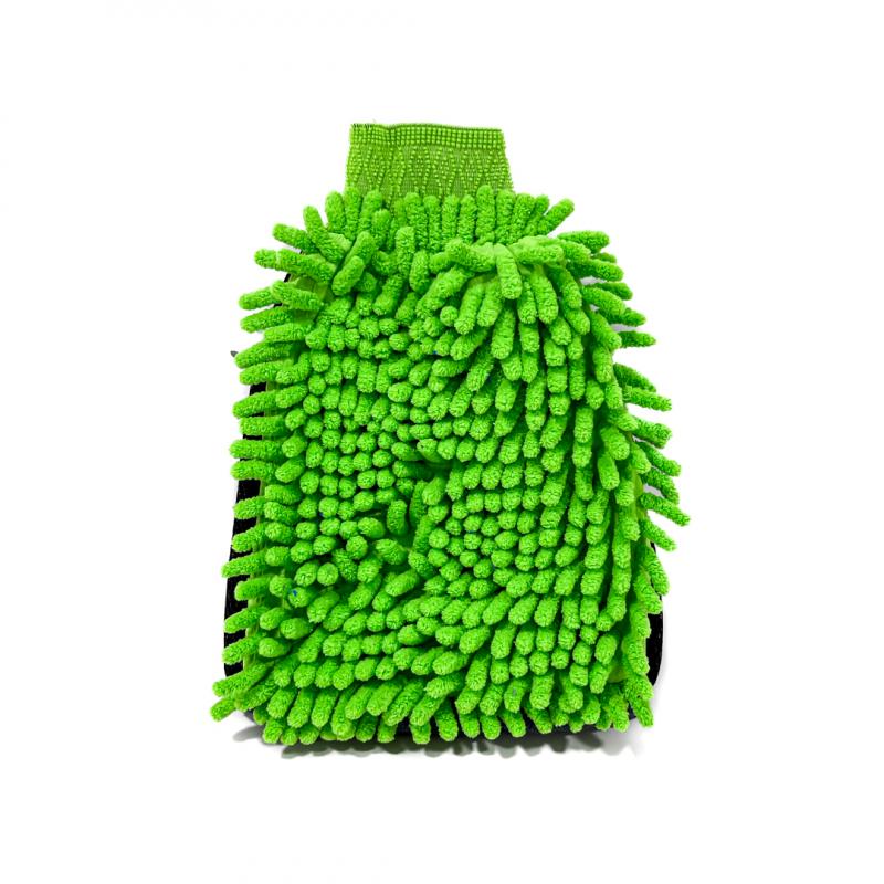 ESPONJA MANOPLAGUANTE MANOPLA CHENILLE + CORAL VERDE Y GRIS