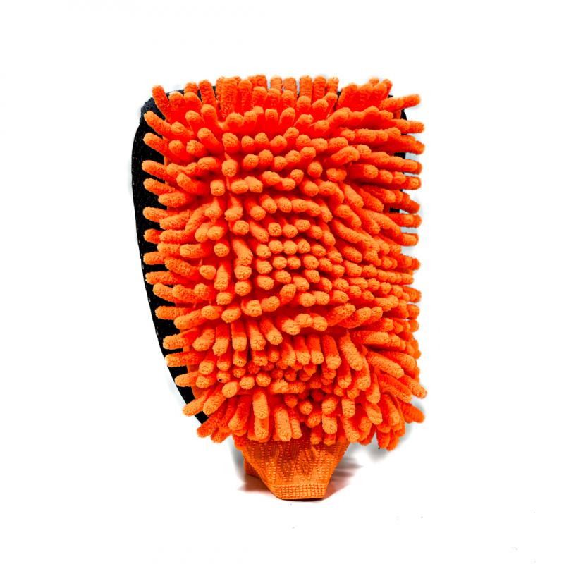 ESPONJA MANOPLA GUANTE MANOPLA CHENILLE + CORAL NARANJA Y GRIS
