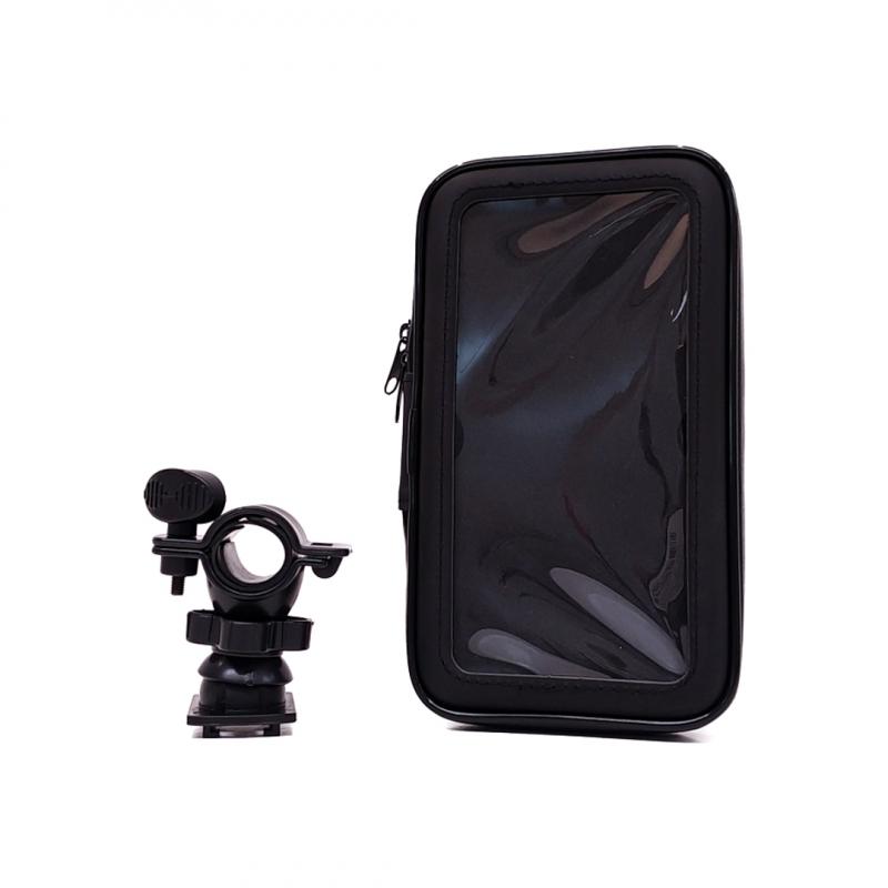 SOPORTE DE CELULAR PARA BICICLETAS Y MOTOS SCOOTER CON CIERRE Y SCREEN PROTECTOR, ENGANCHE A MANUBRIO Y ROTACION 360 GRADOS 6.5 PULGADAS COLOR NEGRO