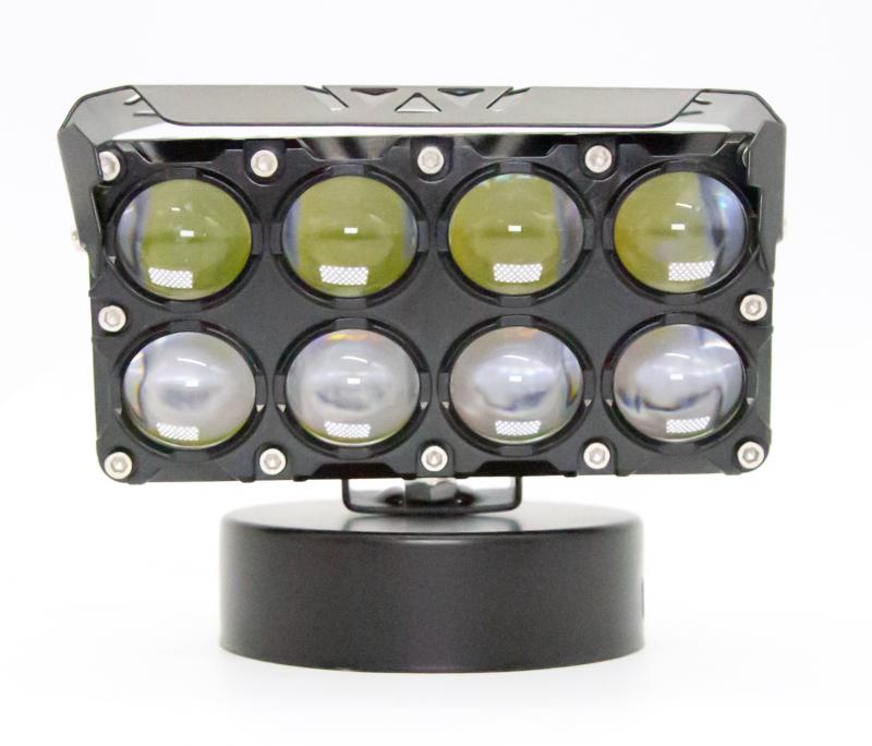 RECTANGULAR OCTUPLE (8) LUPA EN DOS FILAS COLOR BLANCO Y AMBAR 12V / 24V MEDIDAS