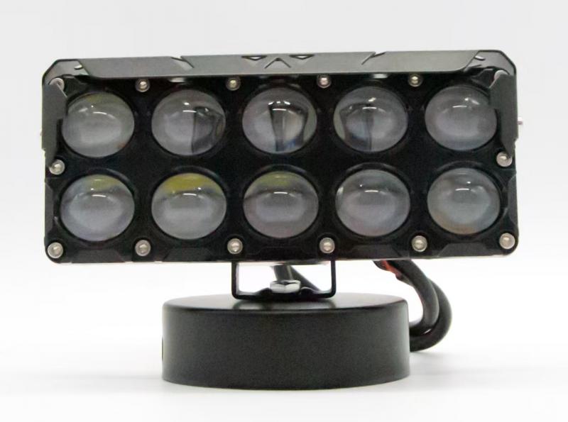 RECTANGULAR DECUPLO (10) LUPA EN DOS FILAS COLOR BLANCO Y AMBAR 12V / 24V MEDIDAS