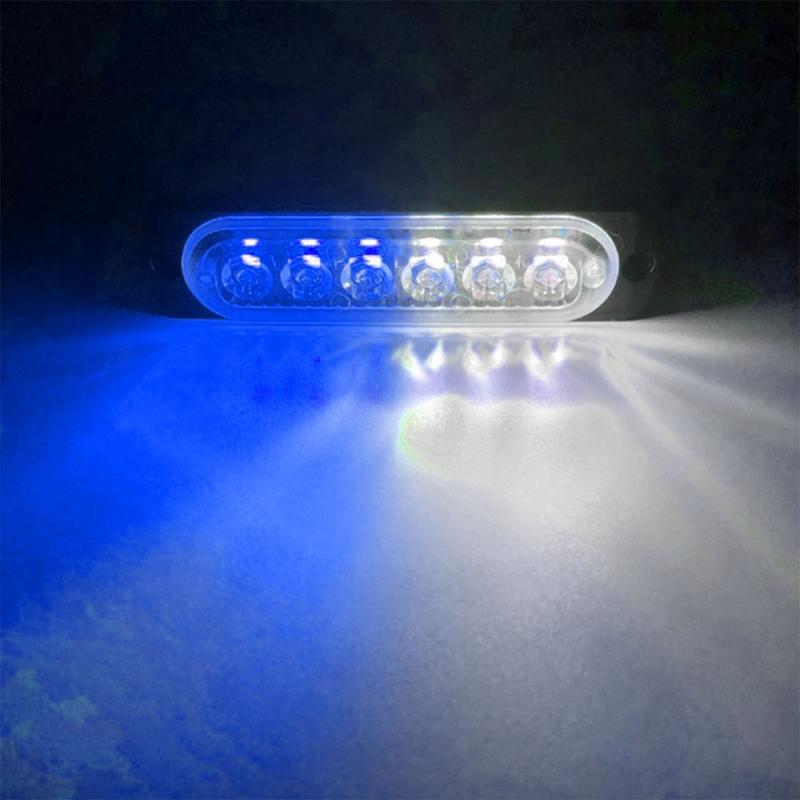 12V - 6 LED CHAT PARA PARRILLA / PARAGOLPE CON LUZ DESTELLANTE AZUL Y BLANCO