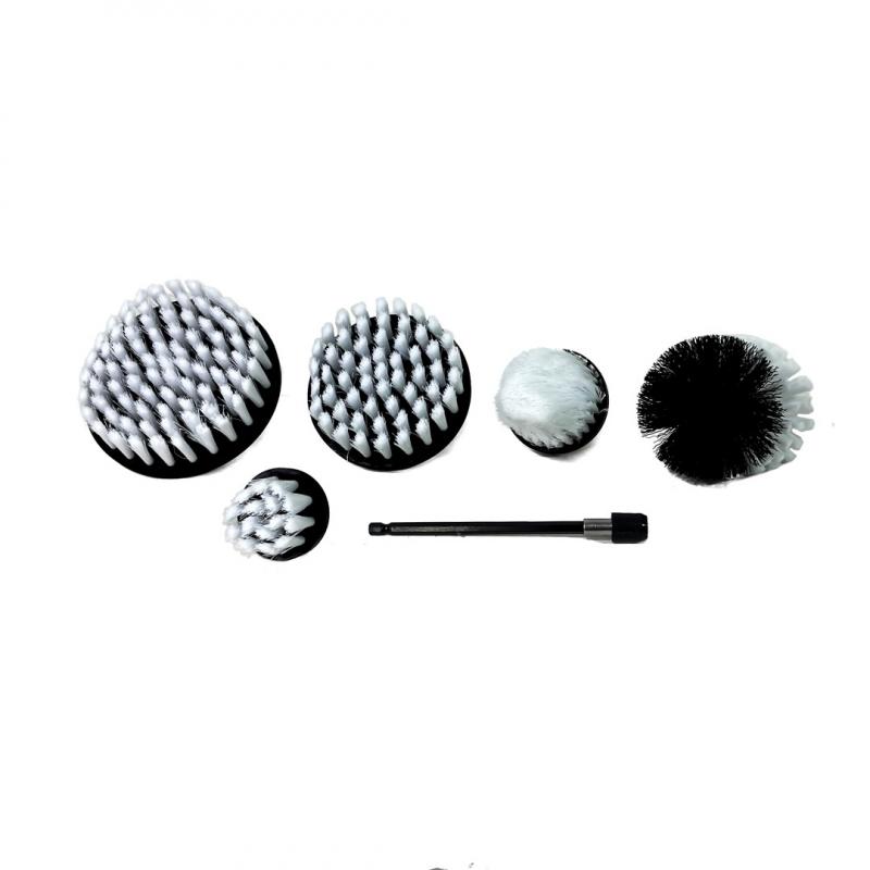KIT 5 CEPILLOS PARA TALADRO + ALARGADOR LIMPIEZA DE TAPIZADOS