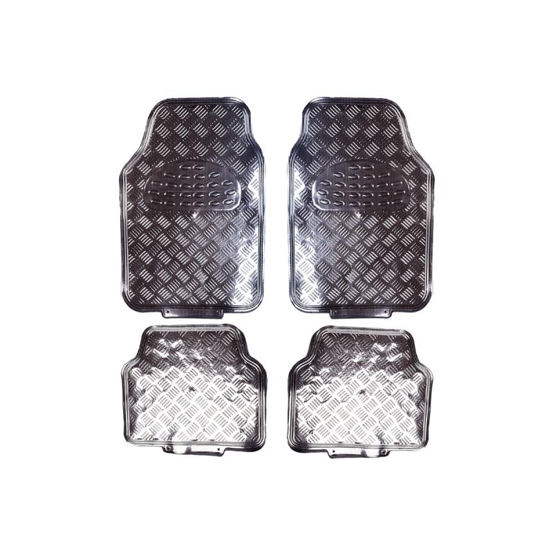 ALFOMBRA PVC ALUMINIO METALIZADA BRILLOSA 4 PIEZAS