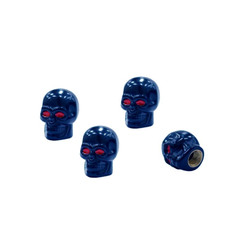 JUEGO DE TAPITAS  DE VALVULA CALAVERA METALIZADA 4 PCS