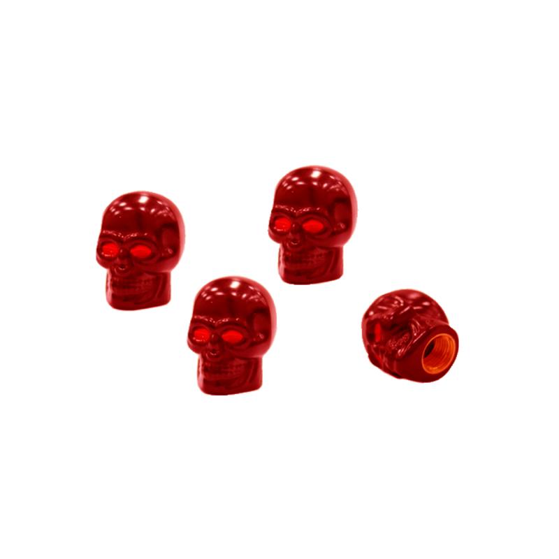 JUEGO DE TAPITAS  DE VALVULA CALAVERA METALIZADA 4 PCS