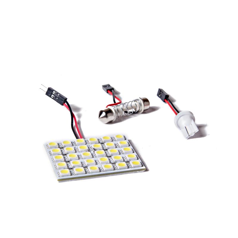 PLAFON INTERIOR AUTOADHESIVO 30 LED 5050 SMD - CULOTE TUBULAR - FESTOON Y TIPO 2821 - T10 - W5W - BLANCO 12V