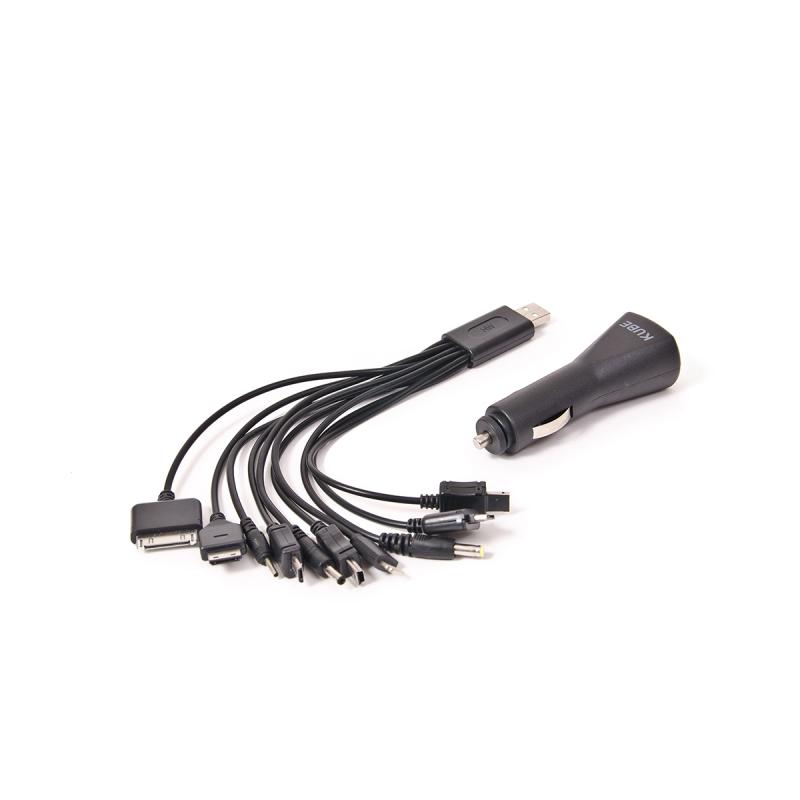 CARGADOR USB CON MULTIADAPTADOR 12V / 24V OUTPUT 5V - 1000MA NEGRO