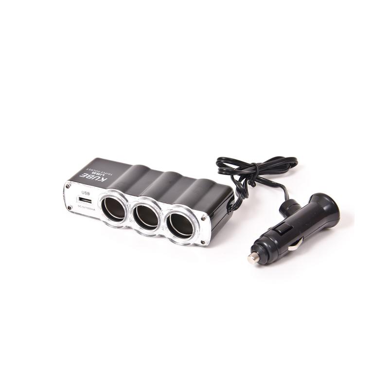 ALARGUE CON 2 USB + 2 ENCENDEDOR INPUT : 12/24V OUTPUT:5V/2100MA NEGRO