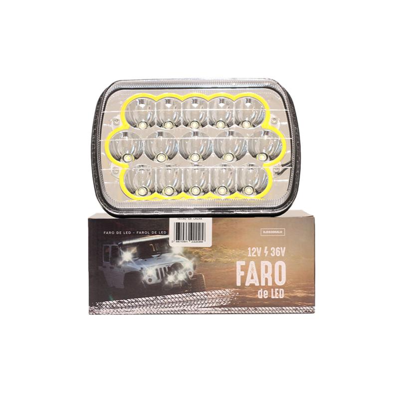 FARO DE LED RECTANGULAR 15 LED 45W COLOR BLANCO 20X6X14CM AUREOLA BLANCA