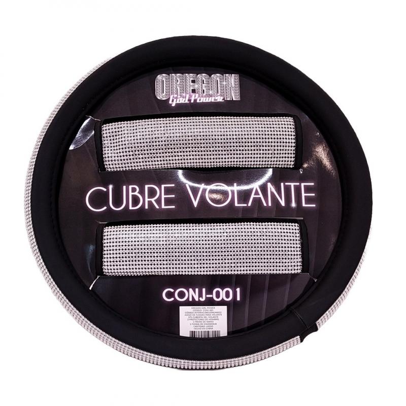 GIRLS POWER - CONJUNTO CUBRE VOLANTE 38CM + CUBRE PALANCA DE CAMBIOS + CUBRE FRENO DE MANO + JUEGO DE CUBRE CINTURONES DE SEGURIDAD BLING BLING DIAMANTE PLATA