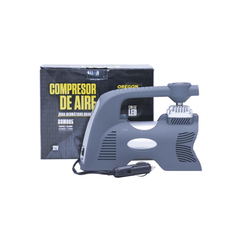 COMPRESOR DE AIRE 12V, 150 PSI REFORZADO CON LUZ LED EN EL FRENTE