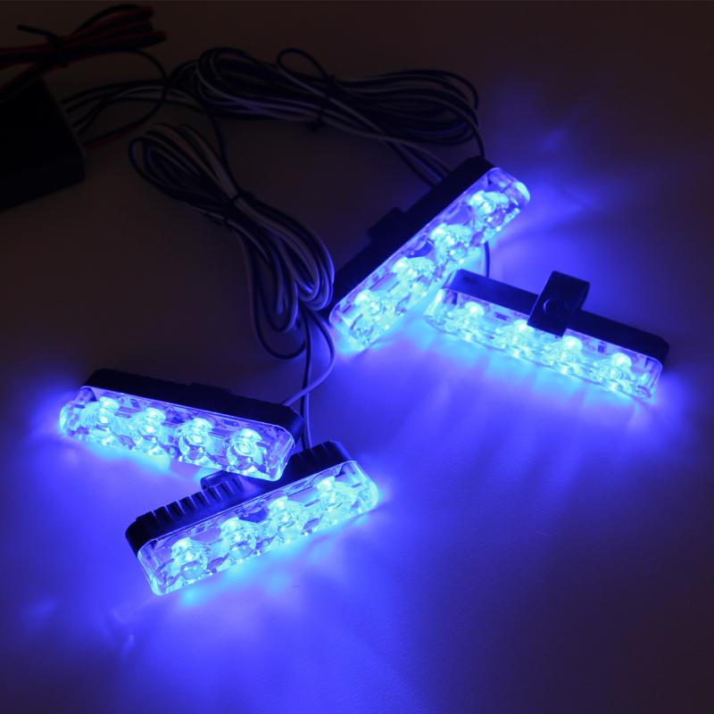 SET X 4 FAROS DESTELLANTES CON CONTROL REMOTO 12V - 24V AZU