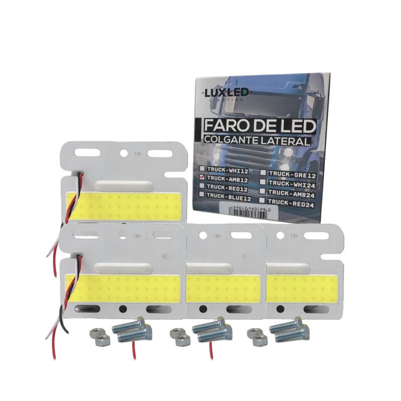 PACK X 4 UNIDADES DE FAROS COLGANTES ENCASTRABLES PARA LATERAL DE CAMION 10.5 CM DE ANCHO X 8 CM DE ALTO BLANCO 12V
