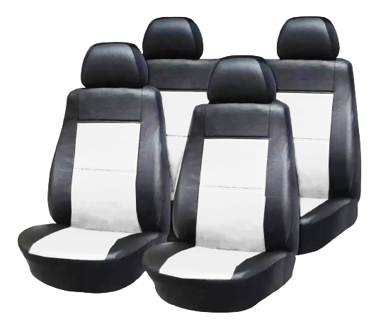 UNIVERSAL NEGRA Y BLANCA DE CUERO SINTETICO 2 BUTACAS + ASIENTO TRASERO ENTERIZO