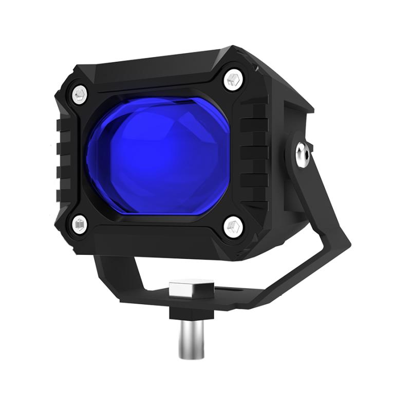 LUZ LED BLANCA Y AMBAR ESTABLE CON OJO DE ANGEL DAYTIME RUNNING ROJO Y ARO ROJO 9V-36V 1 LED - 40 WATTS MEDIDAS 59*77*88 (mm)