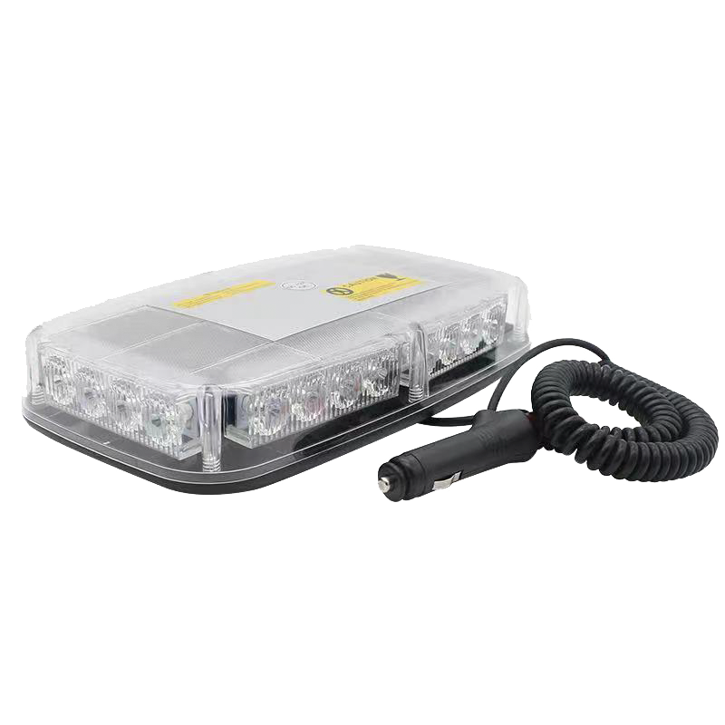 BALIZA RECTANGULAR LED 12V - 24V COLOR AMBAR CON CONEXION A TOMA 12V
