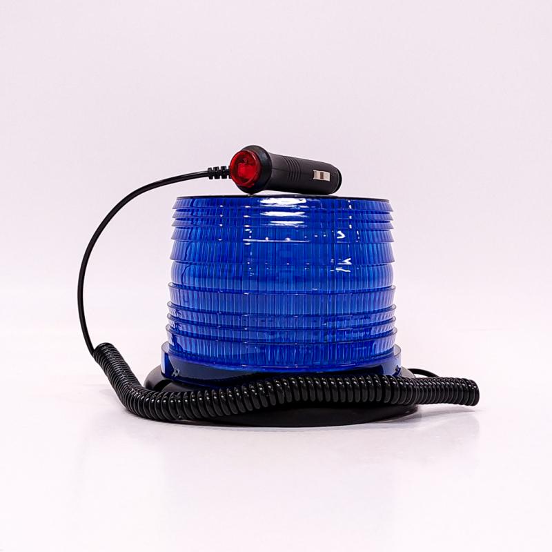 BALIZA GIRATORIA LED 12V - 24V COLOR AZUL CON CONEXION A TOMA 12V