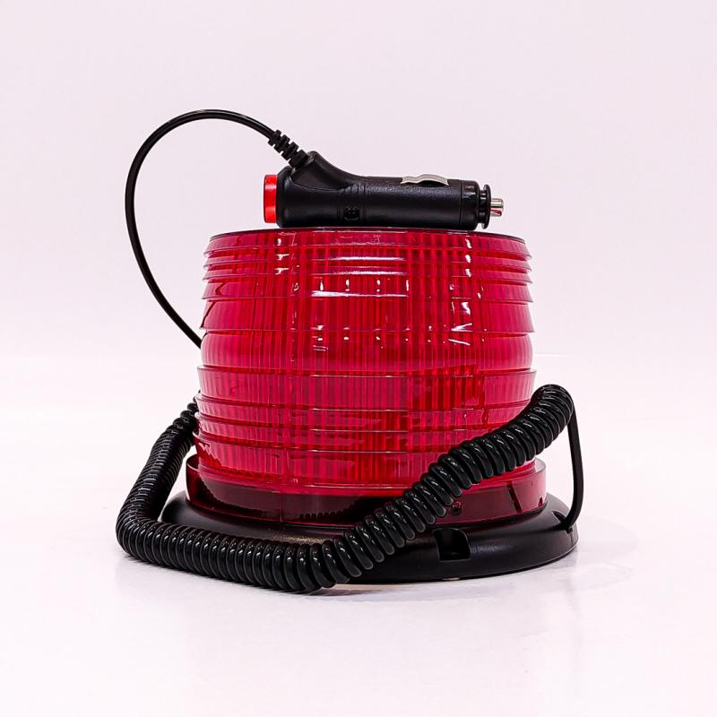 BALIZA GIRATORIA LED 12V - 24V COLOR ROJA CON CONEXION A TOMA 12V