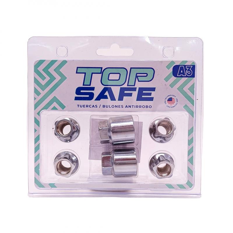 CONJUNTO DE 4 TUERCAS + 2 LLAVES MEDIDAS PASO DE ROSCA 12X1.5, HEXAGONO 19MM, LARGO 18MM. MARCAS: ALFA ROMEO / VOLVO / MAZDA / OPEL / CHEVROLET-GENERAL MOTORS / CHRYSLER-DODGE / DAIHATSU / SSANG-YONG / VOLKSWAGEN / FORD / MITSUBISHI / HYUNDAI / ISUZ