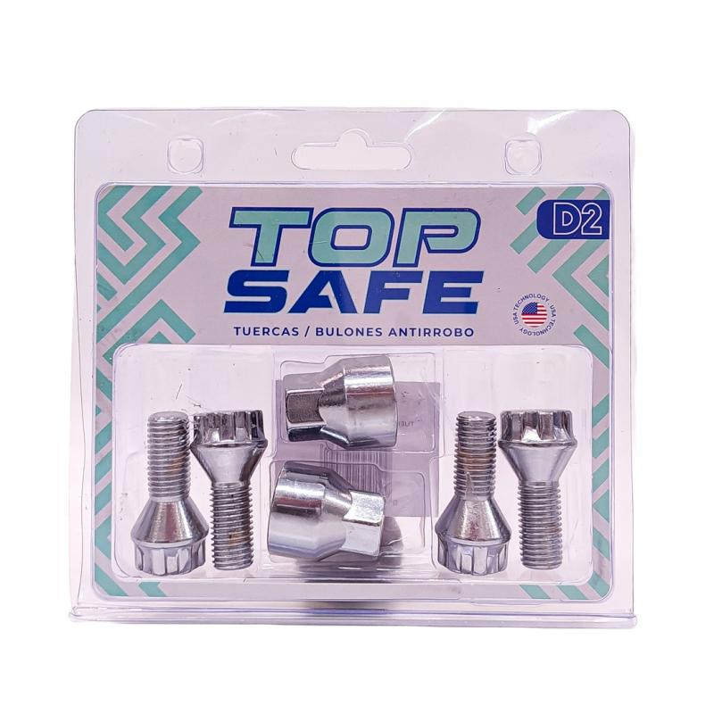 CONJUNTO DE 4 BULONES + 2 LLAVES MEDIDAS PASO DE ROSCA 12X1.5, HEXAGONO 17MM, LARGO 24MM. MARCAS: RENAULT / SEAT / FORD / OPEL / CHEVROLET-GENERAL MOTORS / SUZUKY CANTIDAD POR CAJA MASTER 50