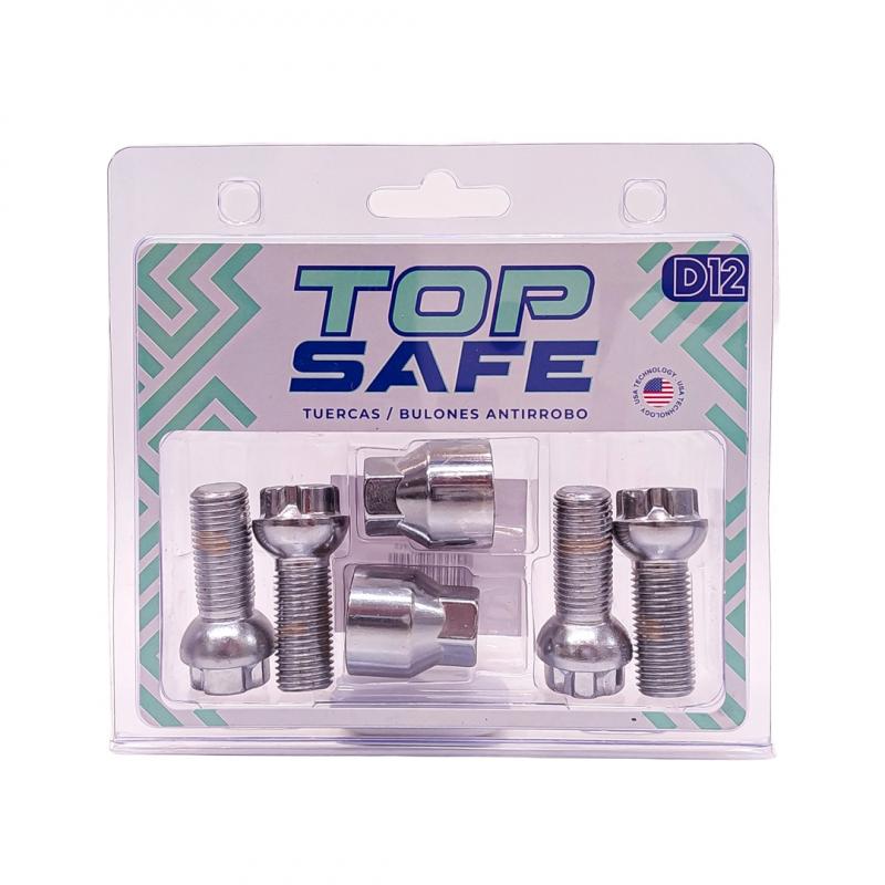 CONJUNTO DE 4 BULONES + 2 LLAVES MEDIDAS PASO DE ROSCA 14X1.5, HEXAGONO 17MM, LARGO 27MM. MARCAS: AUDI / MERCEDES BENZ / PORSCHE / VOLKSWAGEN CANTIDAD POR CAJA MASTER 50