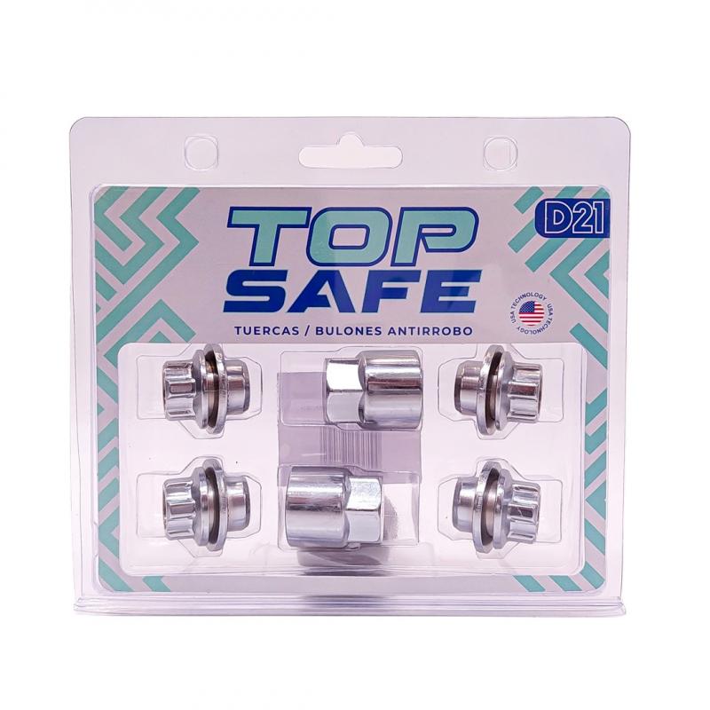 CONJUNTO DE 4 BULONES + 2 LLAVES MEDIDAS PASO DE ROSCA 12X1.5 CONICO, HEXAGONO 21MM, LARGO 26MM. MARCAS: TOYOTA / MITSUBISHI / CHERY / LIFAN CANTIDAD POR CAJA MASTER 50