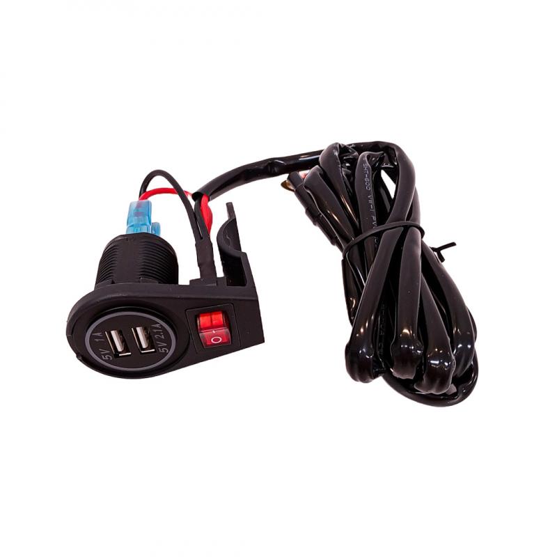 TOMA 12V USB DUAL 5V - 3.1A CON INTERRUPTOR DE ENCENDIDO USO ESPECIAL PARA MOTOS