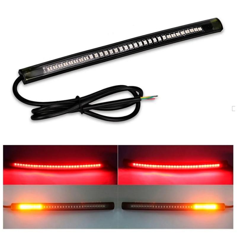 TIRA FLEXIBLE LED ROJA CON FUNCION SECUENCIAL Y FUNCION DE GIROS AMBAR 12V 15 WATTS MEDIDAS 205*13 (MM) CANTIDAD POR CAJA MASTER 500