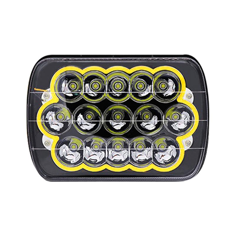 LUZ LED BLANCA CON FUNCION ALTA Y BAJA Y OJO DE ANGEL AMBAR 9V-36V 15 LED - 60 WATTS MEDIDAS 7"