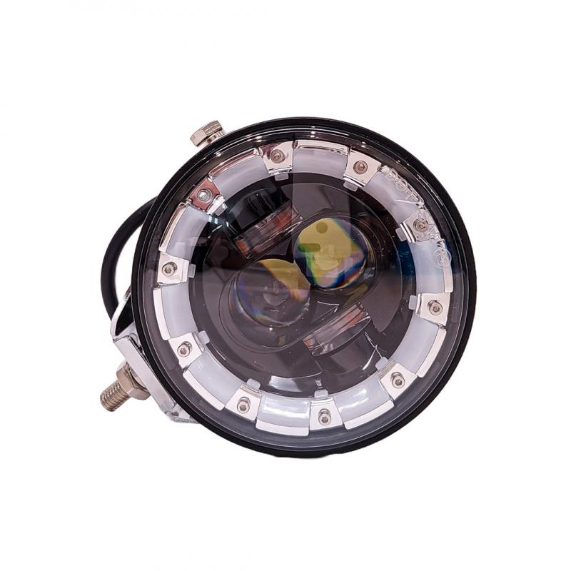 OFF ROAD FARO DE LED UNIVERSAL LUZ LED BLANCA ESTABLE CON OJO DE ANGEL DAYTIME RUNNING BLANCO Y GIROS AMBAR 9V-36V 1 LED - 40 WATTS MEDIDAS 3.5 "