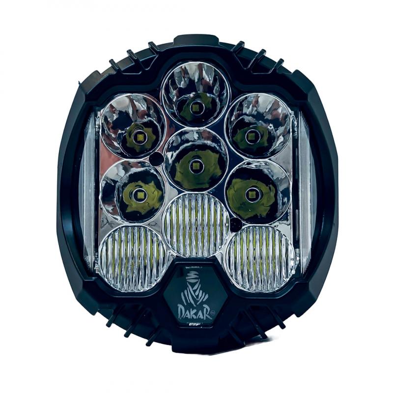 DAKAR FORCE 7" 15 LEDS CREE 180 WATTS LOGO ILUMINADO - DRL BLANCO Y AMBAR - 12V A 36V