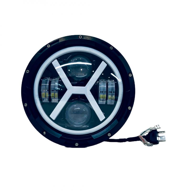 REDONDO 7" AUTO - CAMION - MOTO USO IDEAL MOTO HARLEY DAVIDSON - ROYAL ENFIELD CON FUNCION ALTA Y BAJA + DRL BLANCO Y AMBAR - HAZ DE LUZ SPOT - 40 WATTS - 12V A 36V