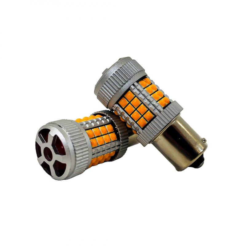 LED SENALIZACION CREE 1156 / 1141 PY21W COLOR AMBAR PATA EN V - 24 WATTS SUPER CANBUS- 40 LED CREE - 12V/24V