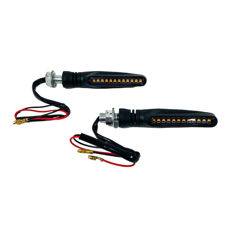 GIRO PARA MOTO CON LUZ LED RUNNING AMBAR Y LUZ DE GIRO AMBAR 12V - JUEGO DE 2 UNIDADES MEDIDAS 120*20*25 (mm)
