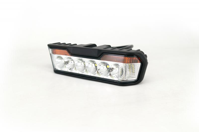 RECTANGULAR 16X7CM COLOR BLANCO CON GIROS AMBAR - 30 WATTS - 8 CHIP OSRAM P7 - 12V/24V COLOR AMBAR
