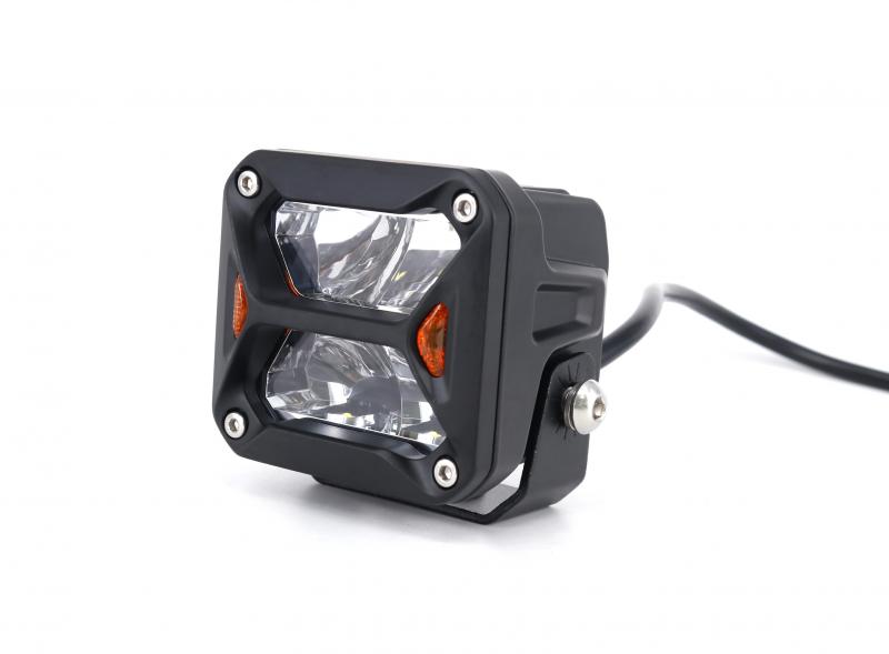 CUADRADO 3 COLOR BLANCO CON GIROS AMBAR - 20 WATTS - 4 CHIP OSRAM P8 - 12V/24V
