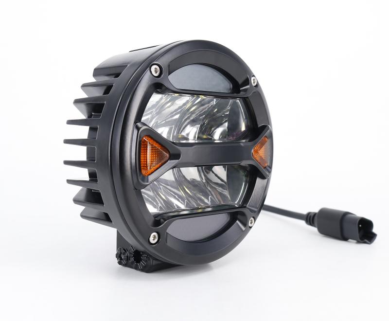 REDONDO 5.5" BLANCO CON GIROS AMBAR 40 WATTS - 8 CHIP LED OSRAM OSLON - 12V/24V COLOR AMBAR