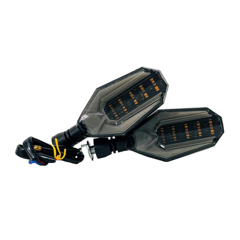 FARO DE LED UNIVERSAL - LUZ DE GIRO GIRO PARA MOTO CON LUZ LED RUNNING AMBAR Y LUZ DE GIRO AMBAR 12V - JUEGO DE 2 UNIDADES MEDIDAS 350*40*32 (mm