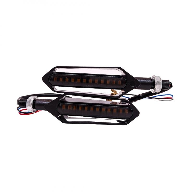 FARO DE LED UNIVERSAL - LUZ DE GIRO GIRO PARA MOTO CON LUZ LED RUNNING AMBAR Y LUZ DE GIRO AMBAR 12V - JUEGO DE 2 UNIDADES MEDIDAS 320*28*25 (mm)
