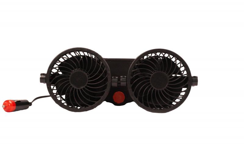 VENTILADORDISPLAY DE 2 VENTILADORES4" 12V PLASTICONEGRO UNIVERSAL