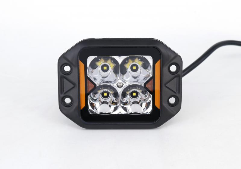 FARO DE LED UNIVERSAL CUADRADO PARA EMBUTIR 3 COLOR BLANCO CON GIROS AMBAR - 20 WATTS - 4 CHIP OSRAM P8 - 12V/24V