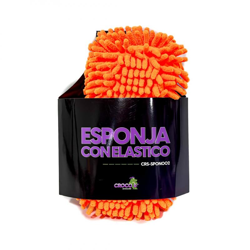 ESPONJA CON ELASTICO ESPONJA CHENILLE NARANJA
