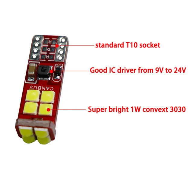 Led T10/w5w 17 LED smd - Alto brillo y potencia  12/24V