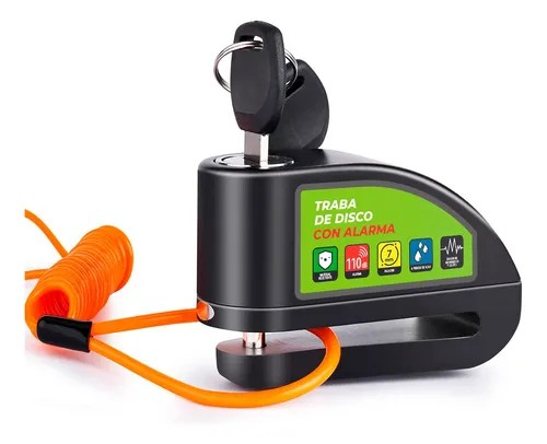 Traba Disco Alarma 110db Moto Bici Cable Recordatorio