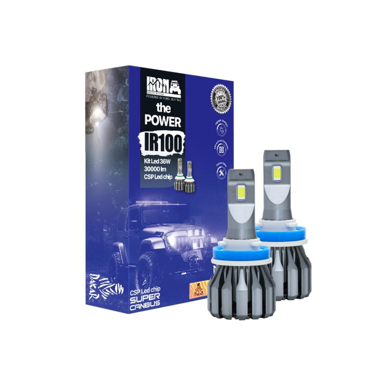 KIT DE LED IR100 CANBUS H11 10MA GENERACION CHIP CSP SUPER CANBUS 60000 LUMENS 36 WATTS 12V CON COOLER