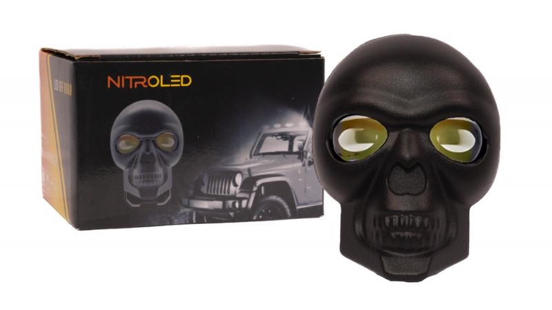 FARO LED CALAVERA 12/24V  WATERPROOF IP 67                    OFF ROAD - BLANCA Y AMBAR Y FLASH -MEDIDAS 9 x 4 x 4 cm