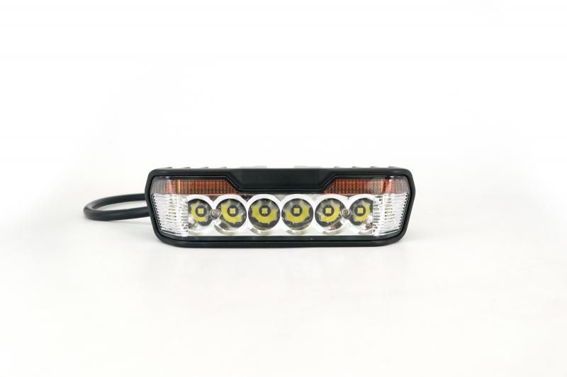 FARO DE LED UNIVERSAL RECTANGULAR 16X7CM COLOR BLANCO CON GIROS AMBAR - 30 WATTS - 8 CHIP OSRAM P7 - 12V/24V