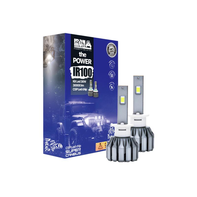KIT DE LED IR100 CANBUS H1 10MA GENERACION CHIP CSP SUPER CANBUS 60000 LUMENS 36 WATTS 12V CON COOLER