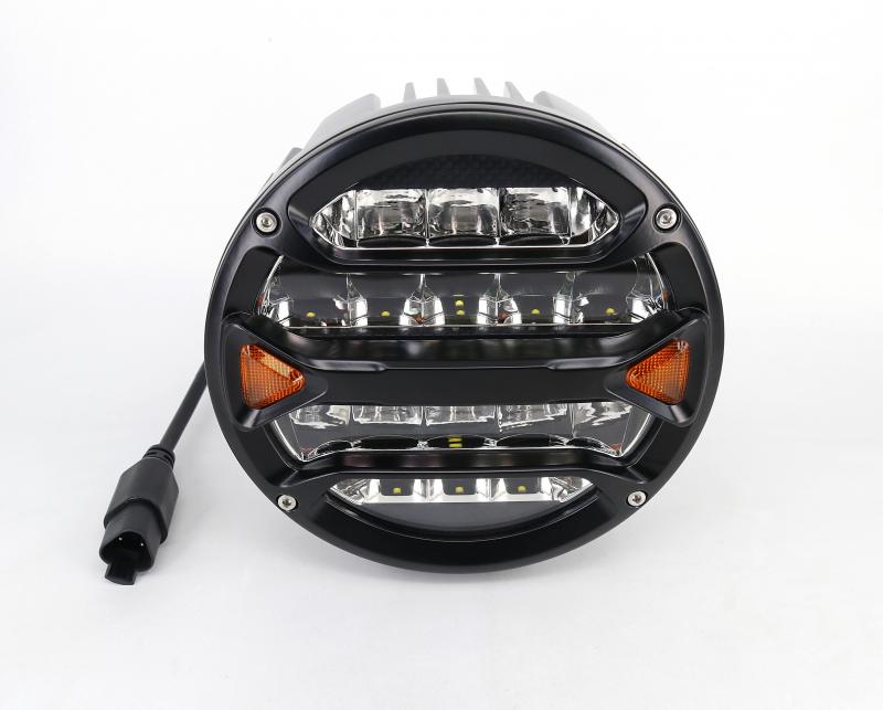 FARO DE LED UNIVERSAL REDONDO 7 BLANCO CON GIROS AMBAR 90 WATTS - 18 CHIP LED OSRAM OSLON - 12V/24V